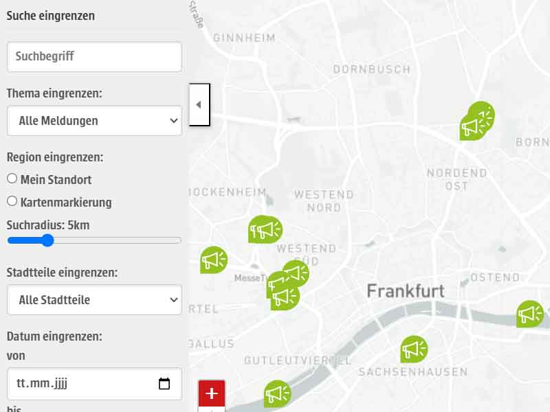 OpenStreetMap mit Suchfilter in Webseite